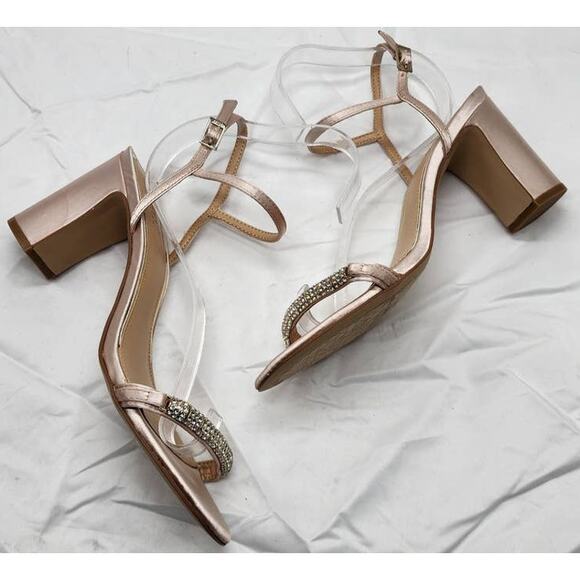 Jewel Badgley Mischka Charlee Satin Block Heel Pumps Size 8.5 - Picture 3 of 12